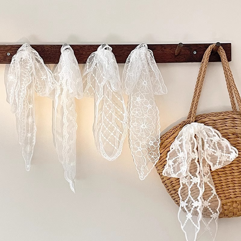 Cinturón de encaje de alta calidad, cinturón para el cabello, cinta larga, bufandas decorativas, bufandas de seda, productos para el cabello de niña dulce
