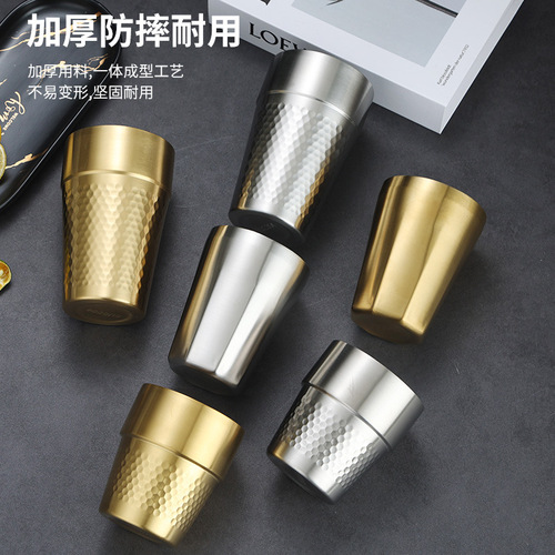 304 stainless steel water cup Korean tea cup beverage cup milk cup beer cup double-layer insulated water cup mouthwash cup
