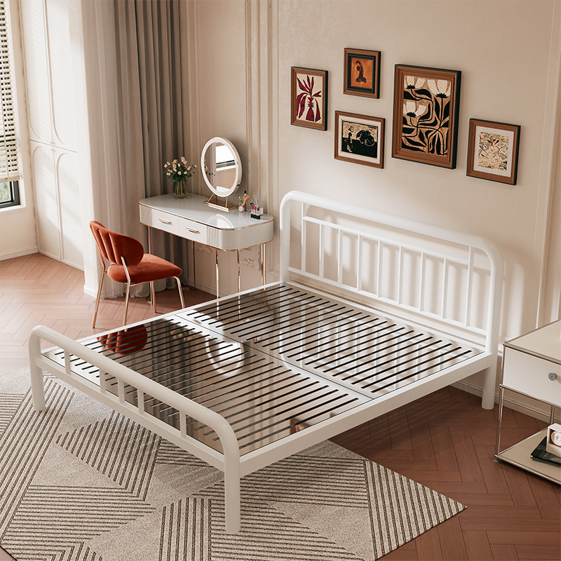 201 stainless steel bed frame white + breathable bed board