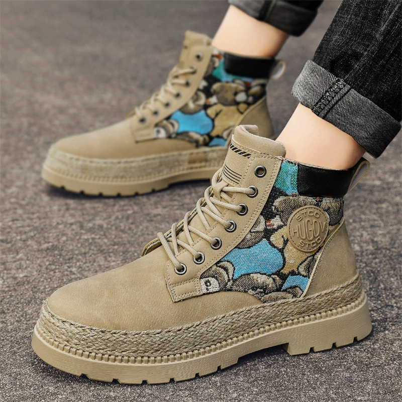 Осенние новые туфли Martin персонализированные соломенные толстые подошвы увеличены