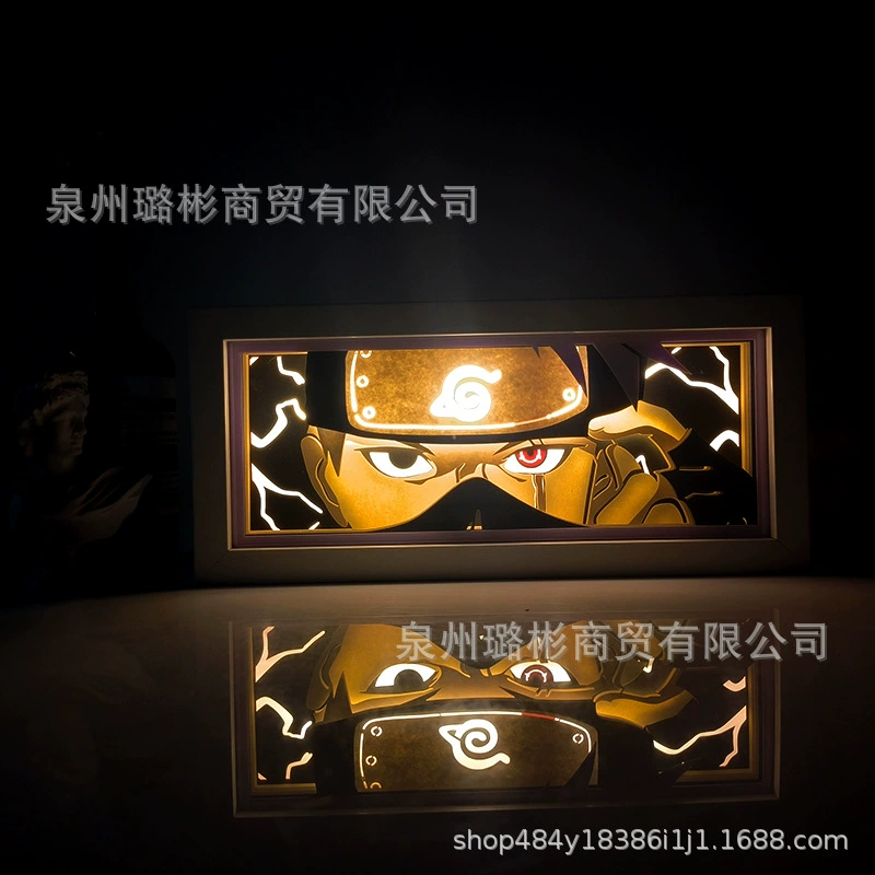 Бумажный резной светильник One Piece Luffy, деревянная рамка, настольный ночник, монохром/ RGB