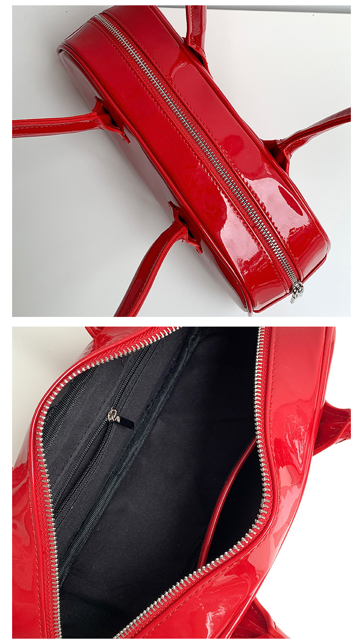 Piccolo gruppo lucido PU stick versione coreana, nuova borsa monospalla sottobraccio, modellatura in vernice, alla moda e_voghion.com