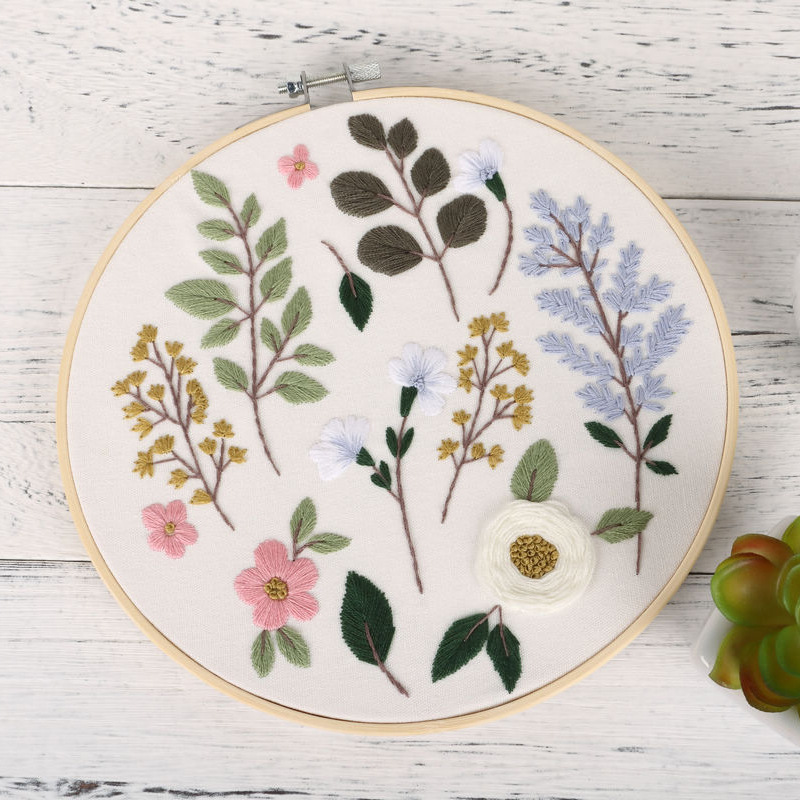 Original DIY bordado hecho a mano paquete de material elegante flores y plantas de estilo europeo traje de costura transfronteriza Inglés