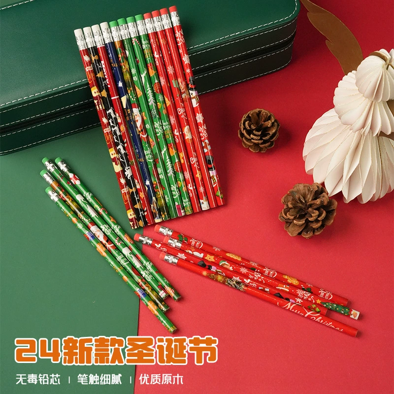Рождественский детский студенческий специальный набор карандашей hb резиновые канцелярские призы для написания инструментов для подарков оптом