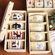 雪纳瑞高颜值卡通陶瓷碗送礼套装可爱卡通四碗套装伴手礼