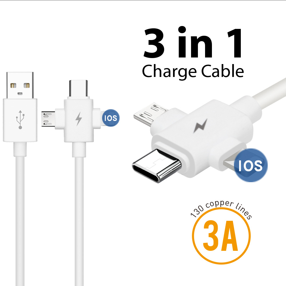 Mobile Daten drei in einem 3.1A schnell geeignet für Apple und Android Typ-C Geschenk TPE Ladekabel_voghion.com