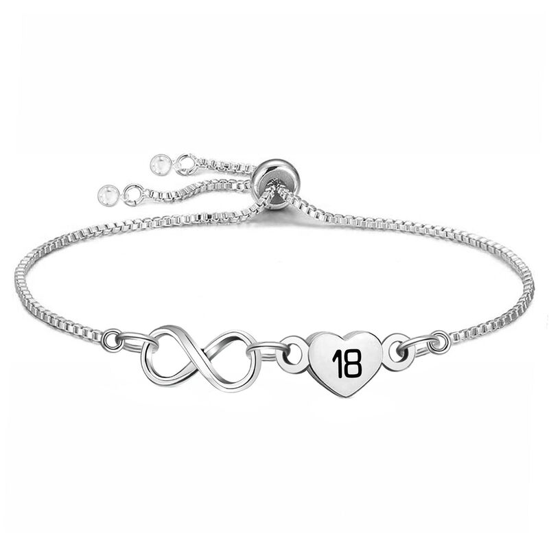 Stainless Steel Chain Bracelet Ladies Gift Love Number Engraving 18 Years Old Commemorative Bracelet Birthday Infinity Bracelet
