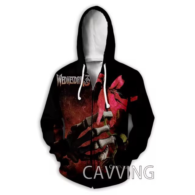 New Knight 3D Digital Printing Wednesday 13 Zipper Top Zipper Head Collar Sweatshirt Cross-border Hot Sale
