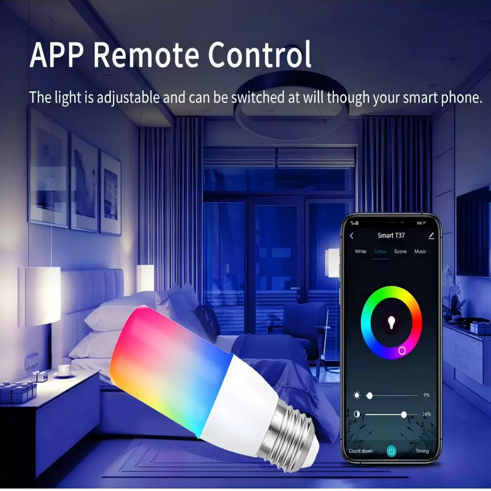 Смарт-лампа Tuya Spotlight E27 головка лампы 85-265В RGBCW T37 WiFi голосовое управление