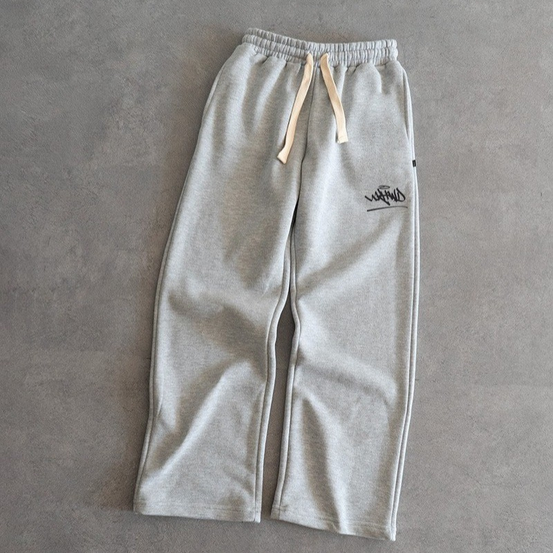 Unisex Fleece-Lined Wide-Leg Pants With Custom Logo Print – Trendy Drawstring Joggers, Loose Fit, Warm & Stylish, S-XXXL (Black/Grey/Blue/Red/White)_viptrois.com