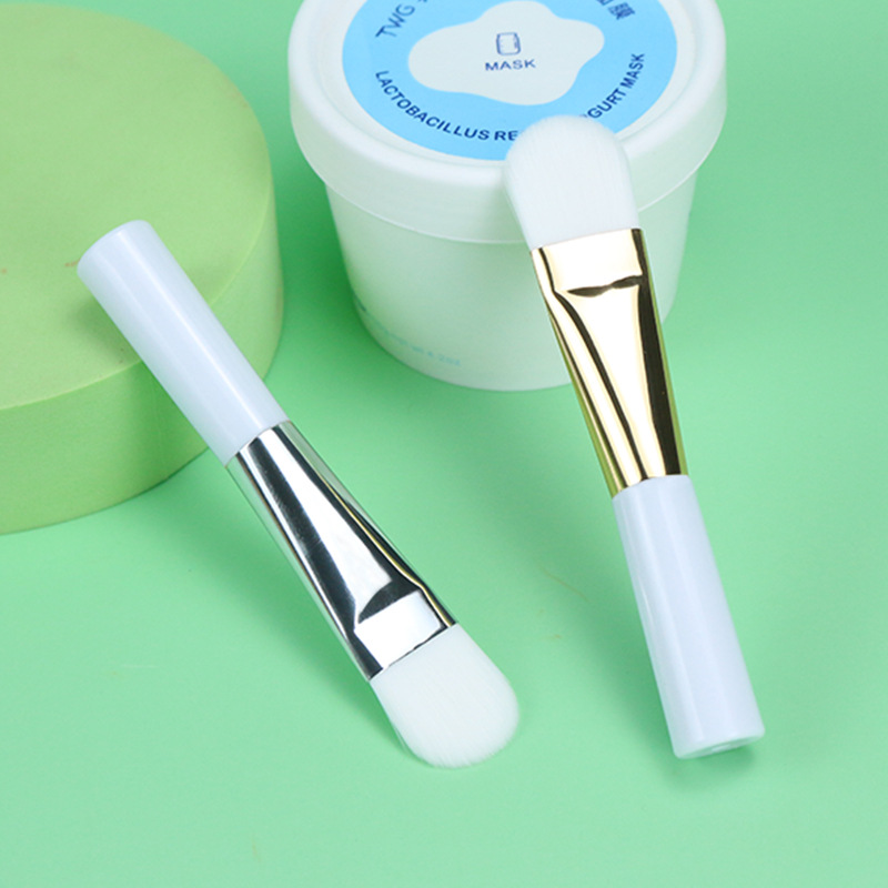 Revestimiento de pie Fundación película de barro líquido cepillo de maquillaje de doble uso mango plano portátil ultrafino pelo suave cepillo de máscara en forma de lengua