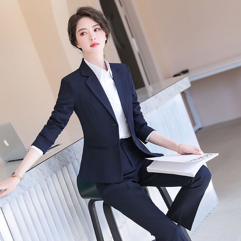 2024チベットブルー職業スーツスーツ女性気質工装職場面接正装スーツコート作業服|undefined