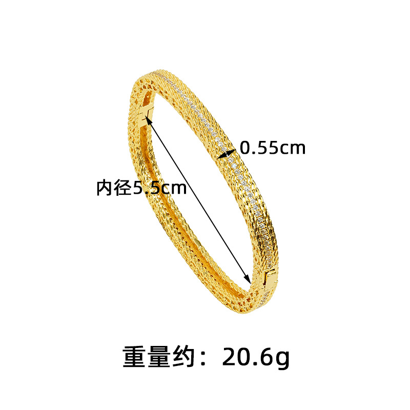 Pulsera de oro de arena vietnamita estilo de palacio con microincrustaciones de circón, pulsera geométrica cuadrada, temperamento, joyería de mano de alta calidad al por mayor