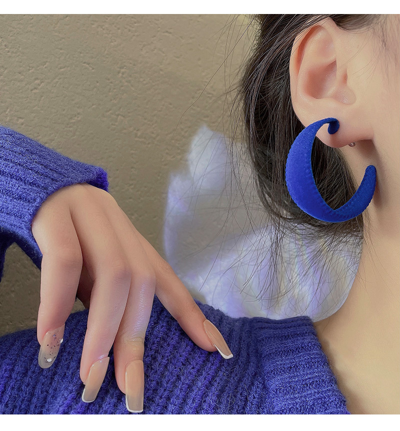 Korean style Klein blue flocking butterfly circle earringspicture3