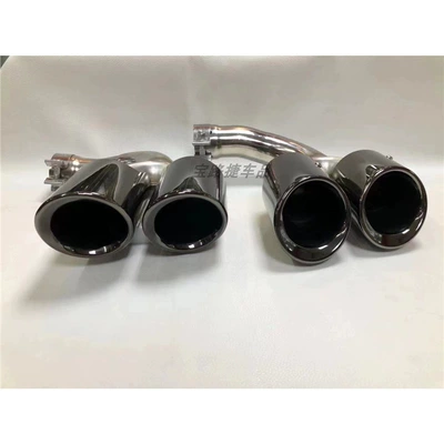 Suitable for Porsche 18-25 New Cayenne Three-Layer Copper Tail Throat Gts Tail Mouth Turbo Square Mouth Four Exhaust (Exhaust pipe) - 18-24-cayenne-gts-black-titanium-set-original-parking-space-replacement