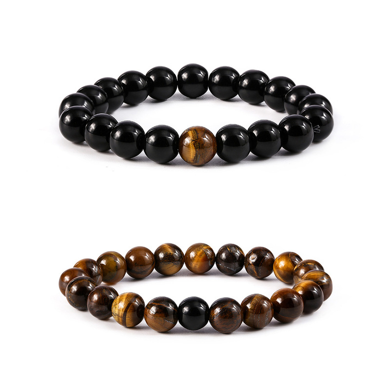 Amazon Hot Beaded Bracelet Tiger Eye Bracelet Yoga Sports Bracelet Imitation Agate Elastic Bracelet for Women Amazon Hot Beaded Bracelet Tiger Eye Bracelet Yoga Sports Bracelet Imitation Agate Elastic Bracelet for Women