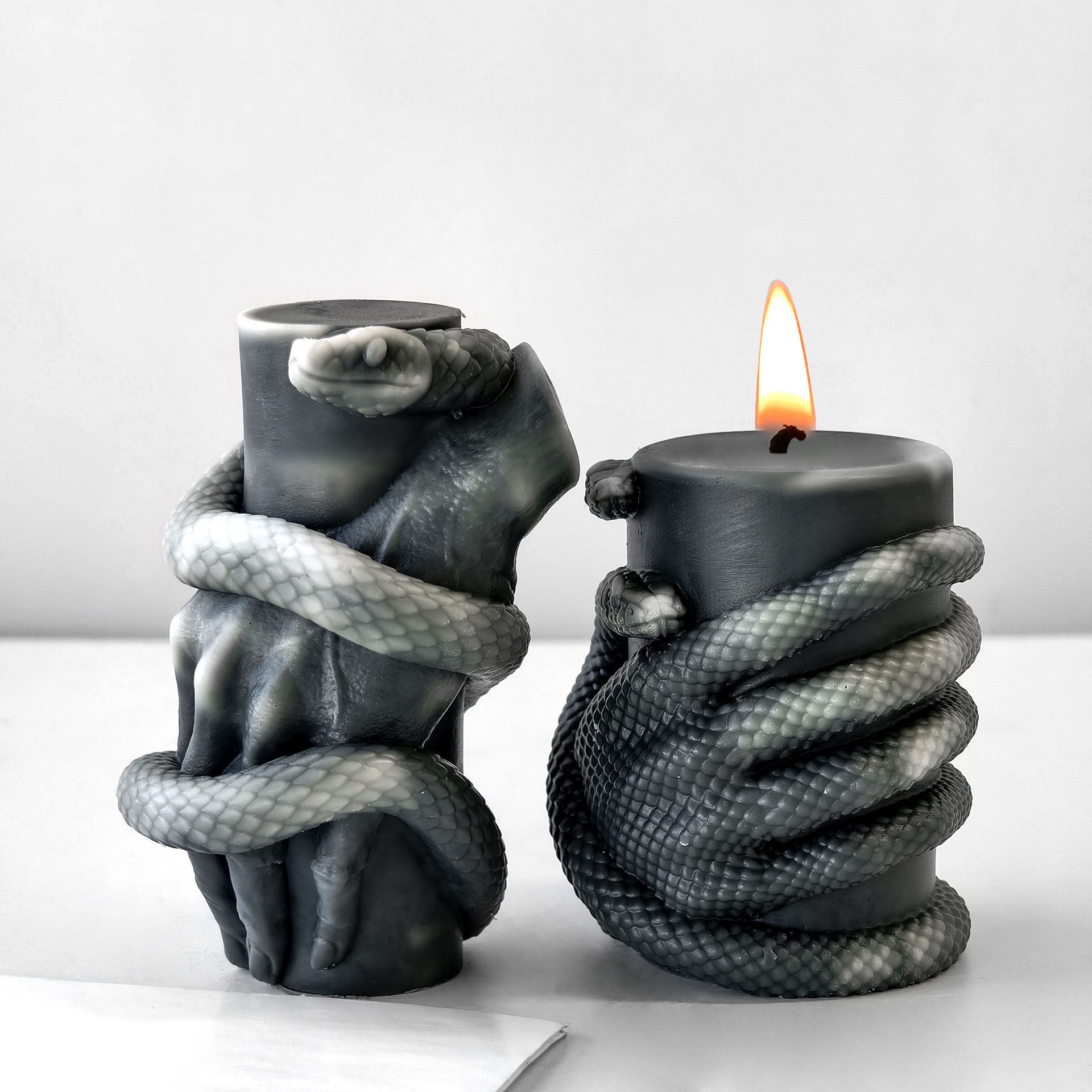Jiahuimei Halloween Serpiente Enrollado a mano Vela de aromaterapia Molde de silicona Diy Decoración de decoración de yeso de Pascua