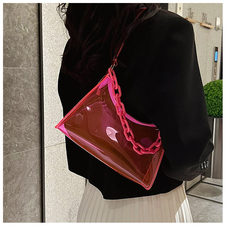 Women's Small Pvc Solid Color Streetwear Square Zipper Shoulder Bag Crossbody Bag Underarm Bag display picture 3