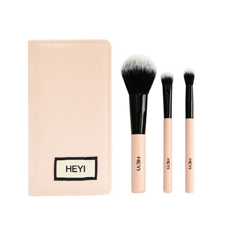 He Yi Colorful Makeup Brush Set of Three: Blush Brush, Foundation Brush, Eyeshadow Brush, Stylish Classic Style, Customizable for Wholesale
