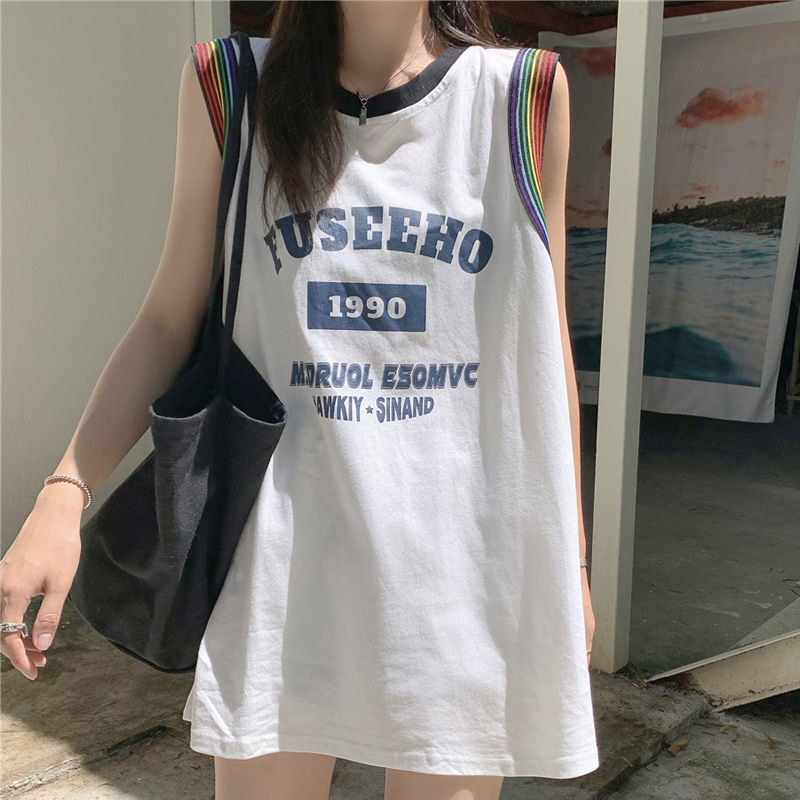 American Basketball Suit Sleeveless Sports Vest Women's Summer Outer Wear Loose Ins Street Style Design Sense Hot Girl T-shirt Top