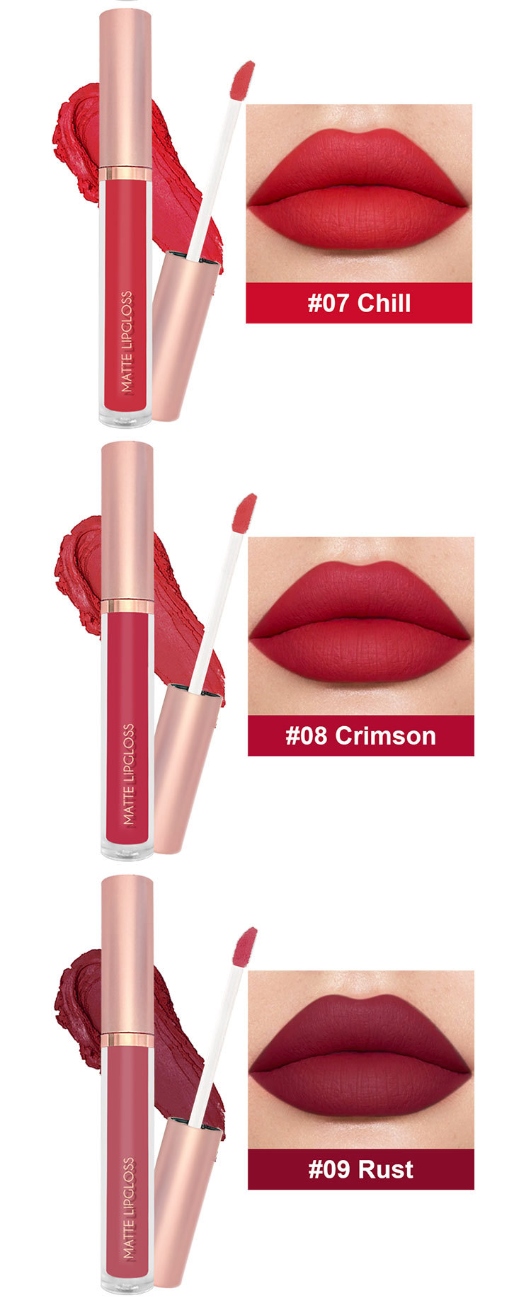 Lip Gloss Set Matte Long Lasting For Students 3 Piece Collection_voghion.com