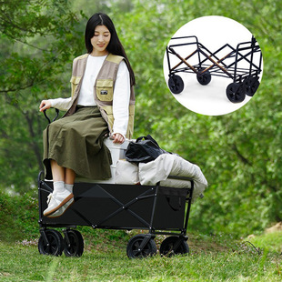 Camping Cart Outdoor Portable Small Cart Extra Large Camp Cart Foldable Picnic Trolley Camping Trolley Trailer
