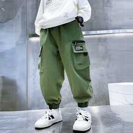 童装男童工装裤子春秋季装2022新款中大儿童长裤帅气洋气宽松韩版