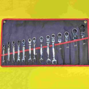 8-24mm ratchet wrench suit 14 piece canvas packaging plating mirror light dual-purpose wrench factory outlet