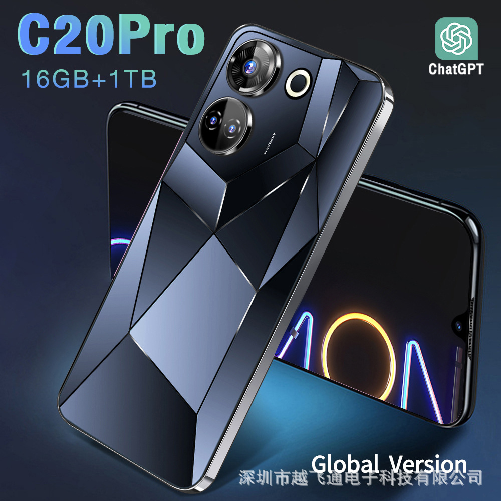 Spot cross-border mobile phone C20Pro hot smart 16 1T large memory cross-border mobile phone 6.7 inch HD screen wholesale