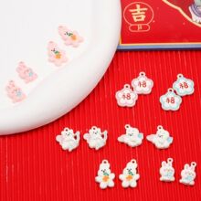 厂家直销diy饰品 喷漆兔子兔年福萝卜合金配件项链手链配件钥匙扣