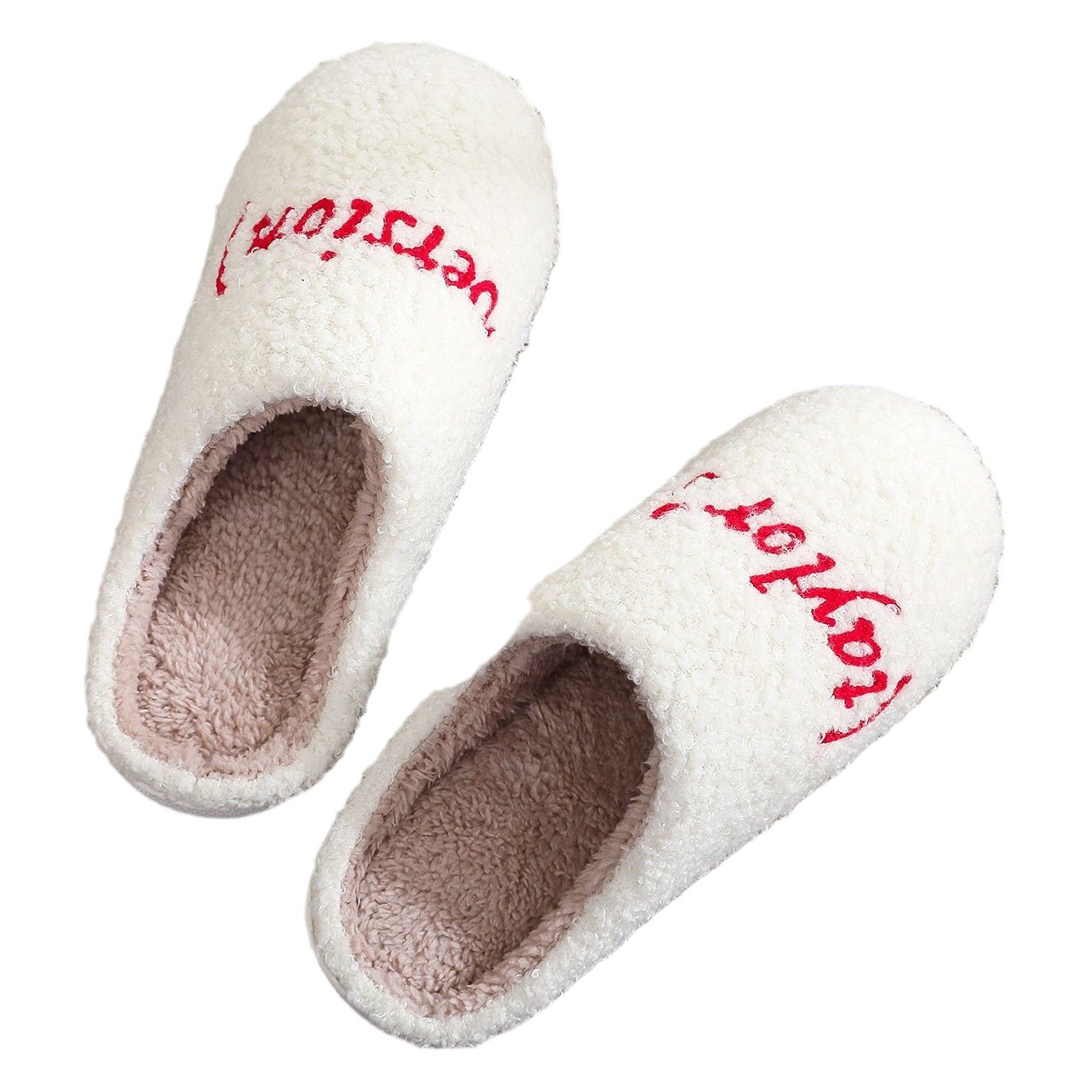 Europa y América transfronteriza caliente nuevo Taylor Swift zapatillas de algodón elástico de algodón grueso de felpa Zapatillas de casa