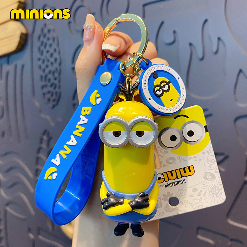 Genuine Minions Keychain Female Cartoon Creative Injection Molding Doll Keychain Couple Schoolbag Pendant Gift Wholesale