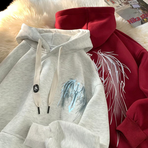 Young people's new hooded and velvet hooded hoodie men's spring and autumn fashion brand high-end super beautiful loose coat