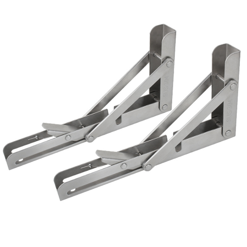 (2개) 304 스테인레스 스틸 접이식 브래킷 삼각대 벽 교수형 선반 보관 랙 식탁 컴퓨터 책상