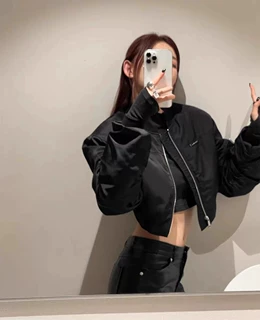 2026秋冬复古美式黑色皮衣夹克外套女夏季甜酷风机车宽松长袖上衣
