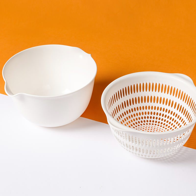 MINISO Filtered Vegetable Basket Washing Basin Plastic Drain Basket Dish Drainer Kitchen Sink Home Use