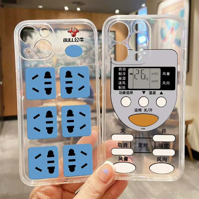 Enchufe divertido para iphone16promax funda para teléfono móvil transparente Apple 15 anti-caída 14pro personalidad 13/12