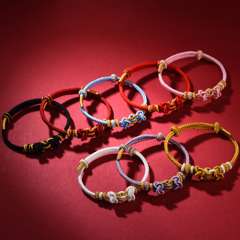 Wholesale Handmade Chinese-Style Saddle Knot Bracelet, Year of the Horse, Instant Success Bracelet, Men's Zodiac Year, Couple's Red String Bracelet
