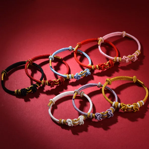 Wholesale Handmade Chinese-Style Saddle Knot Bracelet, Year of the Horse, Instant Success Bracelet, Men's Zodiac Year, Couple's Red String Bracelet