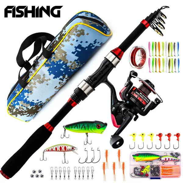 Lure Fishing Rod Set, Long-Distance Casting Spinning Reel Fishing Gear Package, Complete Set of Lure Rods, Ultra-Light and Ultra-Hard Casting Rod Fishing Gear