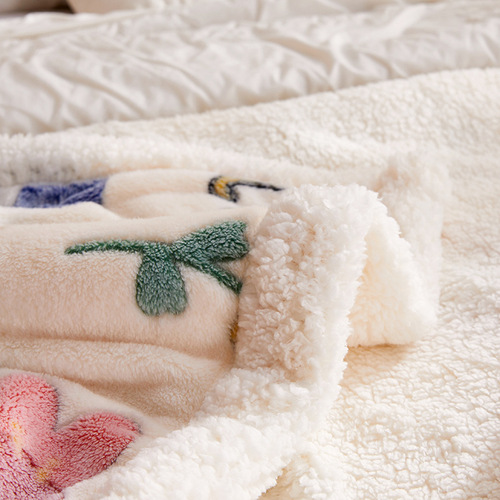 Double layer blanket thickened sherpa winter nap blanket coral velvet warm flannel gift blanket cross-border