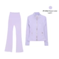 Stand Collar Violet Gold Flared Suit