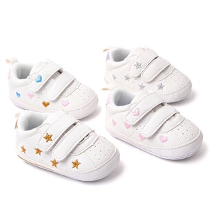 Spring and Autumn New 0-1 Year Old Boys and Girls Soft Bottom Soft Surface White Shoes 2-4-7-13 Month Newborn Toddler Shoes