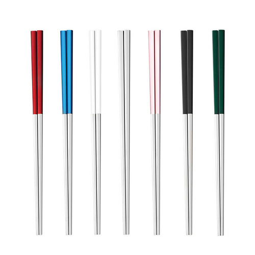 304 stainless steel chopsticks for household use per person, one chopstick 23CM metal thickened non-slip gold-plated full square long chopsticks wholesale