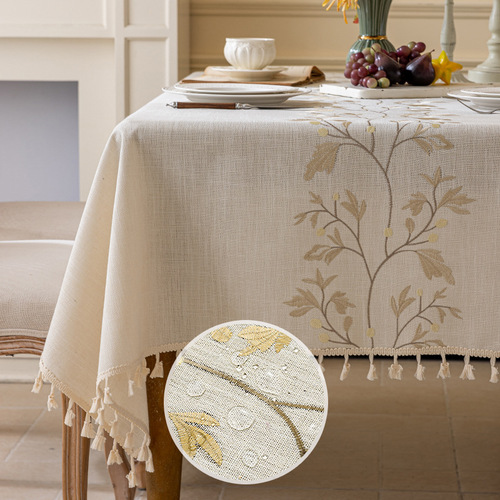 Nordic imitated cotton and linen fabric dining tablecloth, waterproof, dustproof, wear-resistant, coffee table cover, rectangular tablecloth, high-end feeling