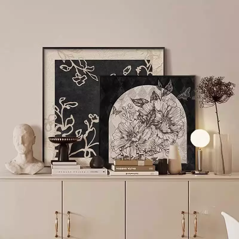 法式中古风装饰画复古电视柜桌面摆件画高级客厅卧室床头墙上挂画