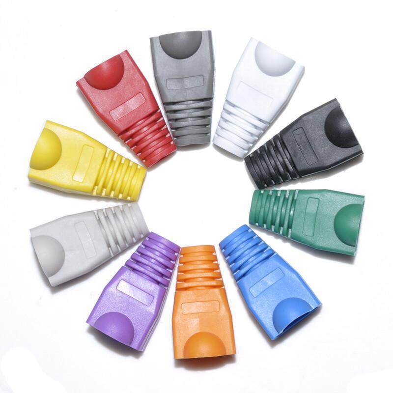 RJ45 cubierta protectora Red de cristal funda de color ultra-cinco 8P8C cristal manga de goma red al por mayor de cristal cabeza