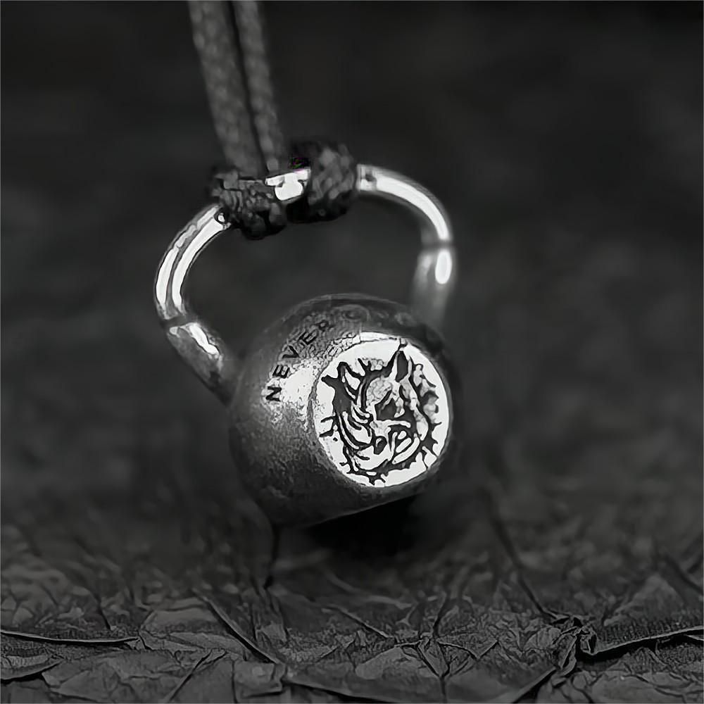 European and American jewelry wholesale titanium steel men's pendant stainless steel necklace retro hip hop wind fitness sports kettlebell pendant