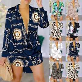 亚马逊速卖通2024秋季新款欧美女装V领长袖上衣通勤衬衫慵懒风