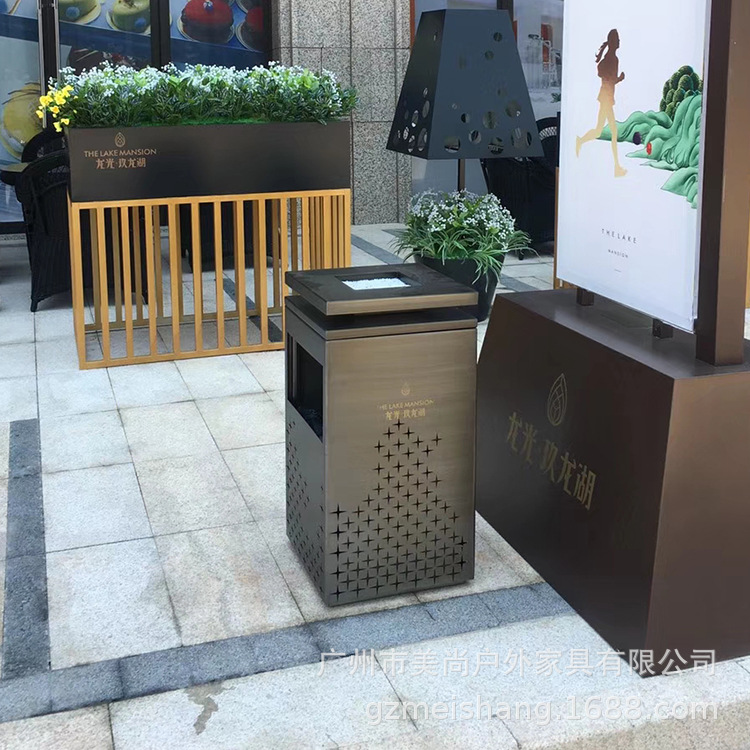 花园小区金属镂空户外垃圾桶 不锈钢垃圾箱 钢结构果皮箱